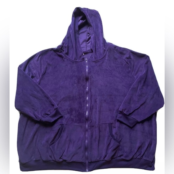 Woman Within 2 Piece Purple Velour Pant Set Size 5X - Picture 2 of 11